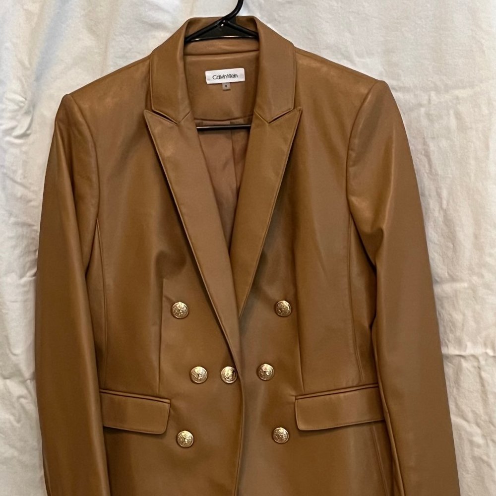 Brown leather-type Calvin Klein Blazer